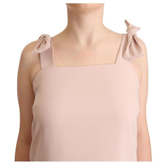 P.A.R.O.S.H. Pink Polyester Sleeveless Midi Feather Shift Women's Dress - Picture 4 of 4